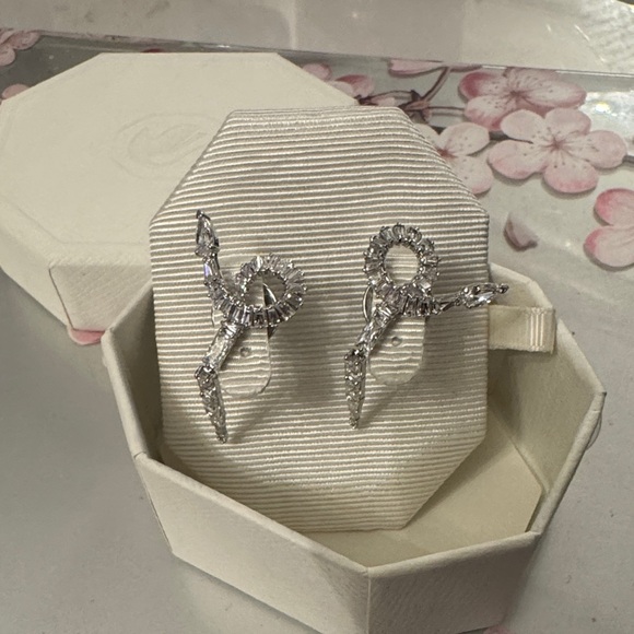 Swarovski Silver Crystal Loop Earrings - Picture 3 of 6
